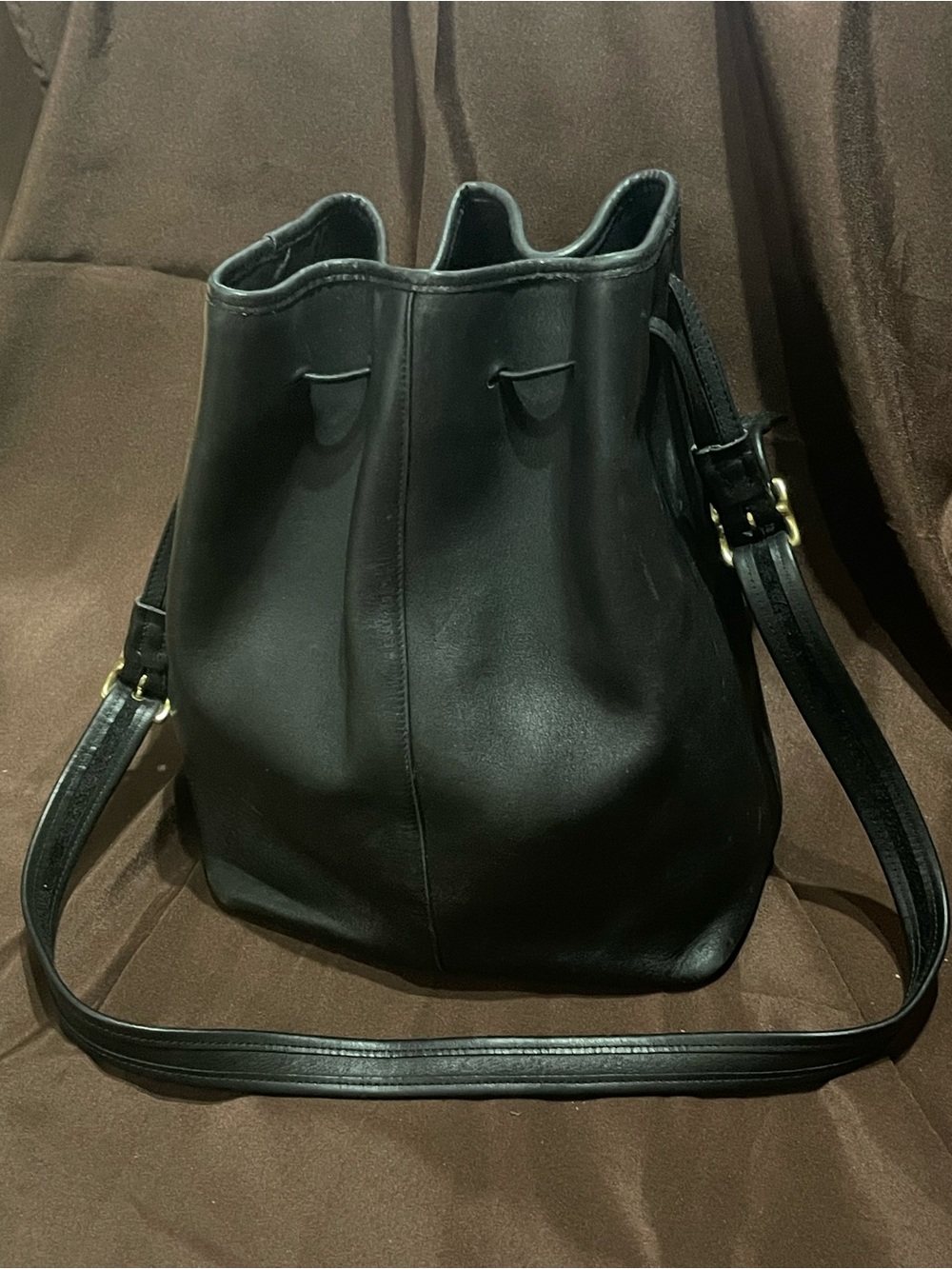 COACH Vintage Black Leather Legacy Drawstring Bucket Bag 9166 USA